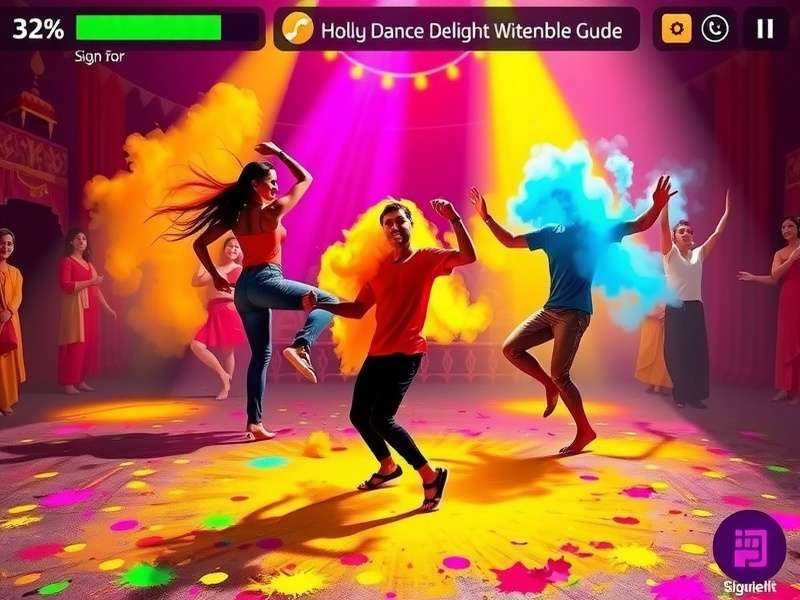 Holi Dance Delight community event with players dancing together